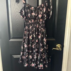 Trixxi Black Dress with Pink Floral Design